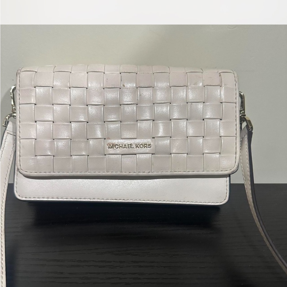 Michael Kors Cream Woven Crossbody Bag